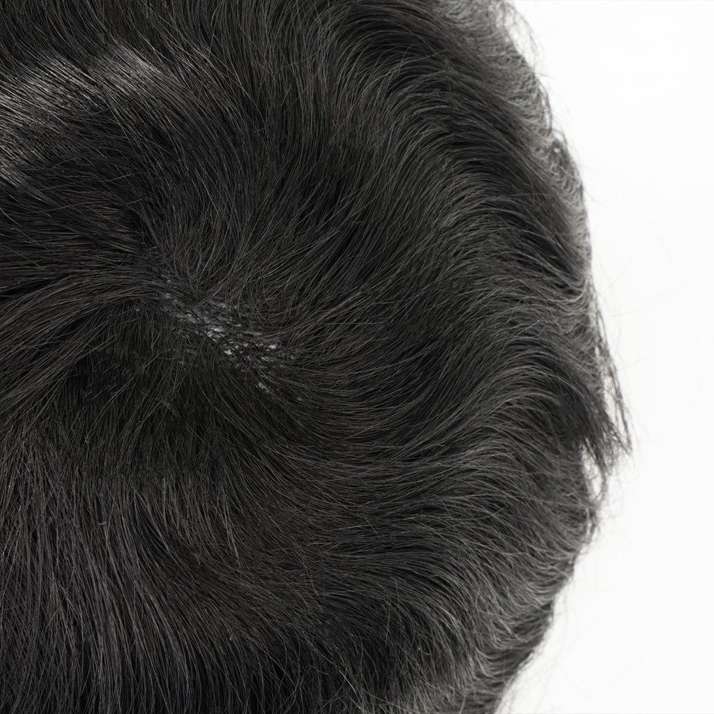 PHE-S1R Thin Skin Men's Toupee Hair Systems 0.08 mm Remy Hair Transparent Poly Skin