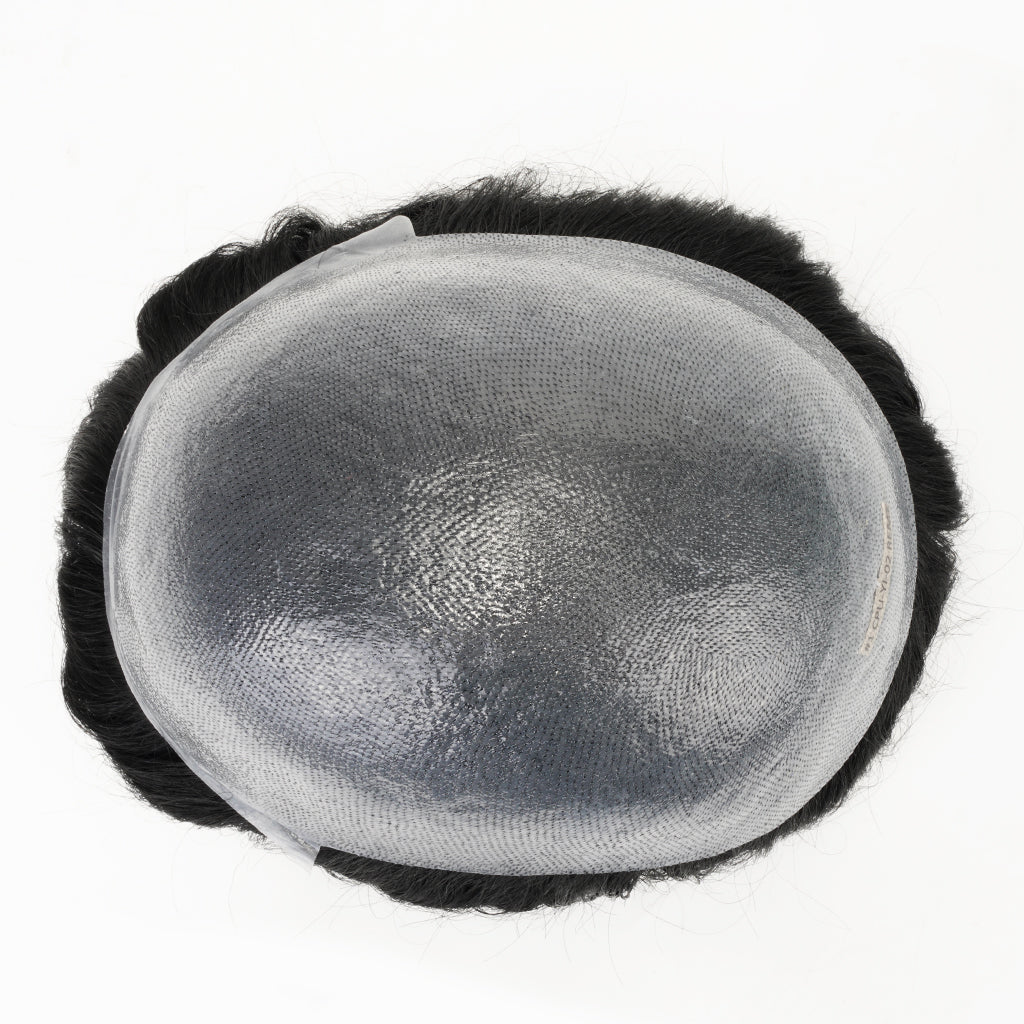 PHE-S1R Thin Skin Men's Toupee Hair Systems 0.08 mm Remy Hair Transparent Poly Skin